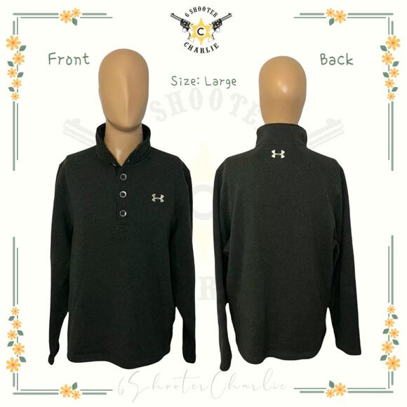 Under Armour Cold Gear Loose Fit Mens 1/4 Pullover Sweater Size Large Green - Picture 1 of 6